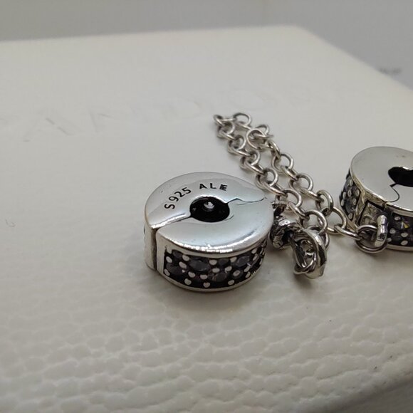 Pandora Pavé S925 Silver Safety Chain Charm - Picture 2 of 10